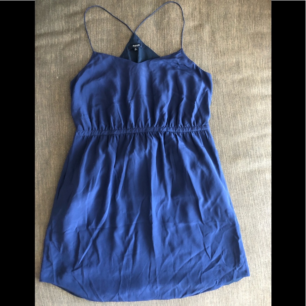 Madewell Staircase Navy Blue Silk Mimi dress